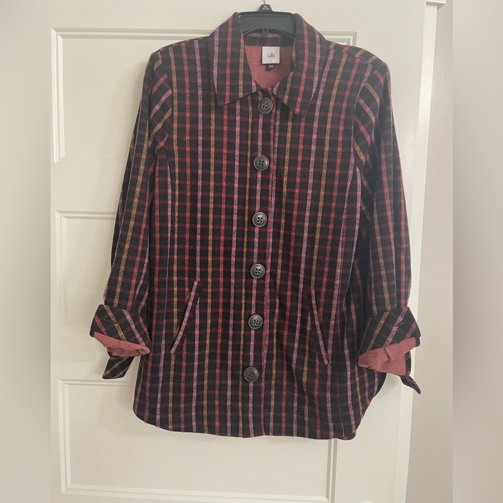 Cabi frontier plaid button blazer